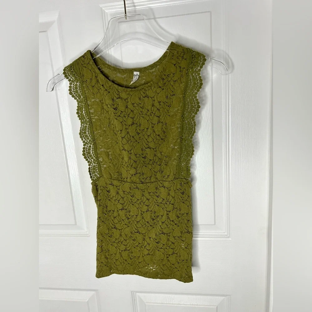 Free People Lace Green Top Sz S